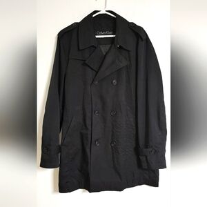 Calvin Klein Men's Black Trench Coat Jacket 40R